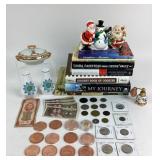 Coins, Ceramic Decor, Books, Paper Currency