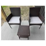 Outdoor Wicker Chairs With Cushions, Side Table