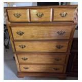 Walnut-Style Wood Dresser With Brass Hardware