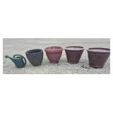 Fiberglass Planters (2), Plastic Planters (2) &