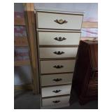 White Pressed Wood 7-Drawer Tall Chest With Brass