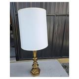Brass Table Lamp With White Shade