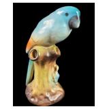 Porcelain Parrot Figurine on Tree Stump