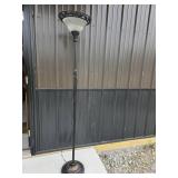 Black Metal Floor Lamp With Frosted Glass Shade