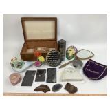 Agate Crystals, Italian Alabaster Box, Metal Vanit