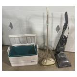 GE, Hoover steamvac, igloo cooler