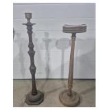 Wood Candlestick (30 in. H) & Wood Ashtray Stand