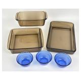 Pyrex Fireside Amber Baking Dishes & Cobalt Blue