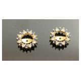 Pair 14k Stamped Blue stone and Diamond