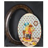 26' Oval Wood Frame With Embroidered Home Scene