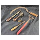 Hand Tools Including Sickle, Seeder, Files