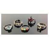 .925 Sterling Silver rings: 3 cabachon stone ring