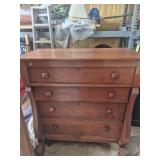 American Empire Style Wood Chest Of Drawers With