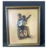 Framed artwork "The Banjo Lesson" signed Kasper