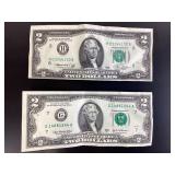 Series 1967 and 2003 2 Dollar bills