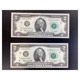(2) Series 1976 2 Dollar Bills