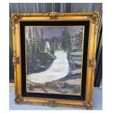 Framed Oil Painting With Forest Landscape