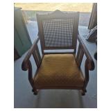 Wooden Armchair Featuring A Cane Back & Cane
