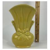 Yellow Shawnee Bow Knot Fan Vase With Bow Detail