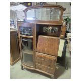Oak Side By Side Secretary With Beveled Glass On