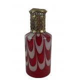 Red & White Decorative Art Glass W/ Brass Top