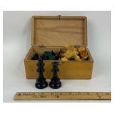 Wooden Staunton-Style Chess Pieces, Box