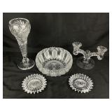 Crystal Vase, Cut Glass Bowl, Candle Holder, Trays