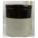 Brown And White Crock With Crown Mark