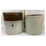 Stoneware Crocks with 3 and 4 Gallon Markings