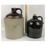 Stoneware Crock Jug, Glazed Brown Jug
