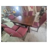Wood Extendable Dining Room Table With Carved