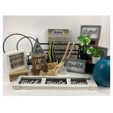Home Decor With Signs, Lantern, Vase, Plants