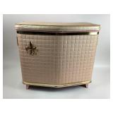 Pink Wicker Hamper w/ Fleur-De-Lis Accent