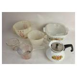 Corning Ware La Marjolaine Dish, Enamelware Kettle