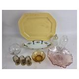 Moritake Dish, Carnival Glass Bowl, Decanters