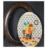 26ï¿½ï¿½ Oval Wood Frame With Embroidered Home Scene