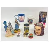 Wizard of Oz Collectibles Including Mugs, Figurine