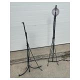 2 partial lightning rods, purple glass ball
