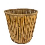 Bamboo Wastebasket With Woven Base
