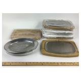 Beverly Metal Serving Platters With Wood Trays