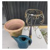 Metal Plant Stand/ Table, Plastic Pot, Baseball Ba