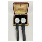 Timex Indiglo Basic wrist watch with leather band,