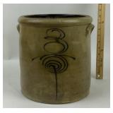 Stoneware Crock With Cobalt Blue Decoration