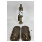 Brass Wall-Mounted Lantern With Candle HolderWall