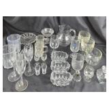 Glassware Including Goblets, Pitcher, Bowls