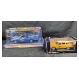 Code 3 Police Car, Sunnyside Die-Cast Taxi
