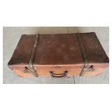 Schmann Leather Suitcase With Metal Hardware