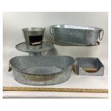 Galvanized Metal Buckets, Tubs, Trays