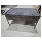 Wicker Table With Removable Dark Glass Top 16 in.