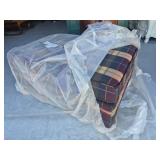 Plaid Footstool With Light Wood Feet - Was